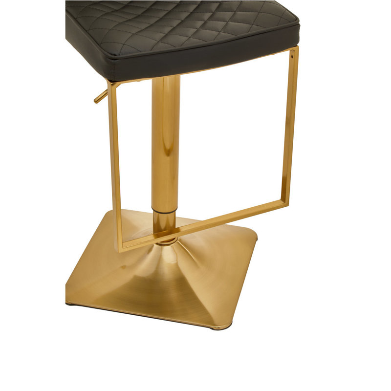 Ainoriitta Swivel Upholstered Adjustable Height Counter Stool with Metal Frame, Gold, Black