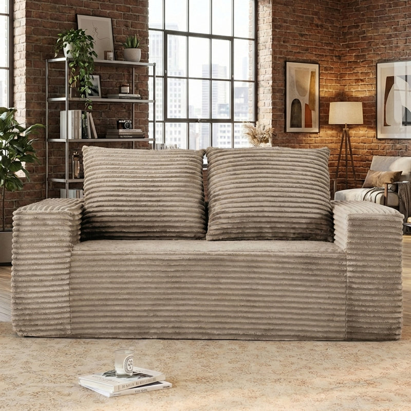Boneless Cloud Couch, Boneless Couch in a Box, Comfy Deep Seat Sofa with Memory Foam, Pillows and Wide Armrests, Modern Small Couches for Small Spaces, No Assembly