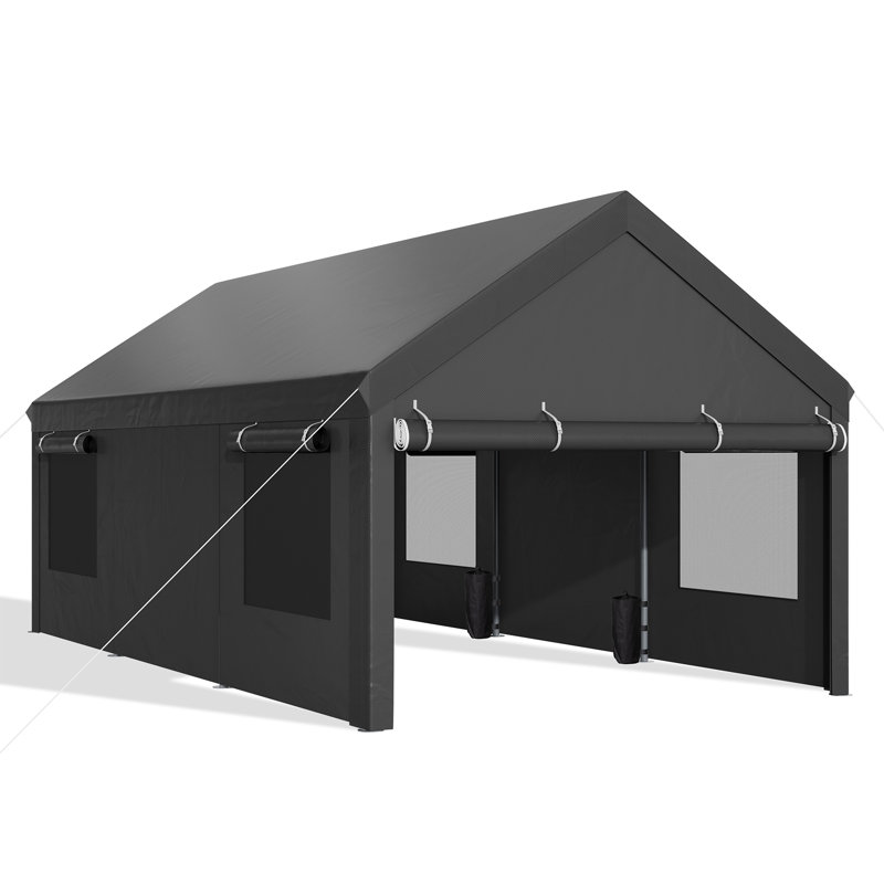 10 pi. L 20 pi. D Abri d'auto portatif, Gris