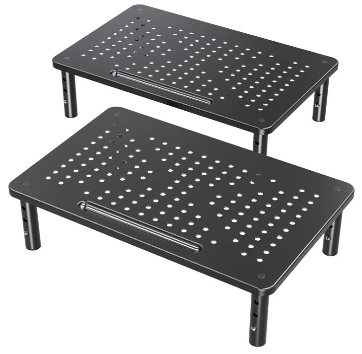 Latitude Run® 2-Pack Adjustable Monitor Stand Riser, Mesh Metal Desktop ...