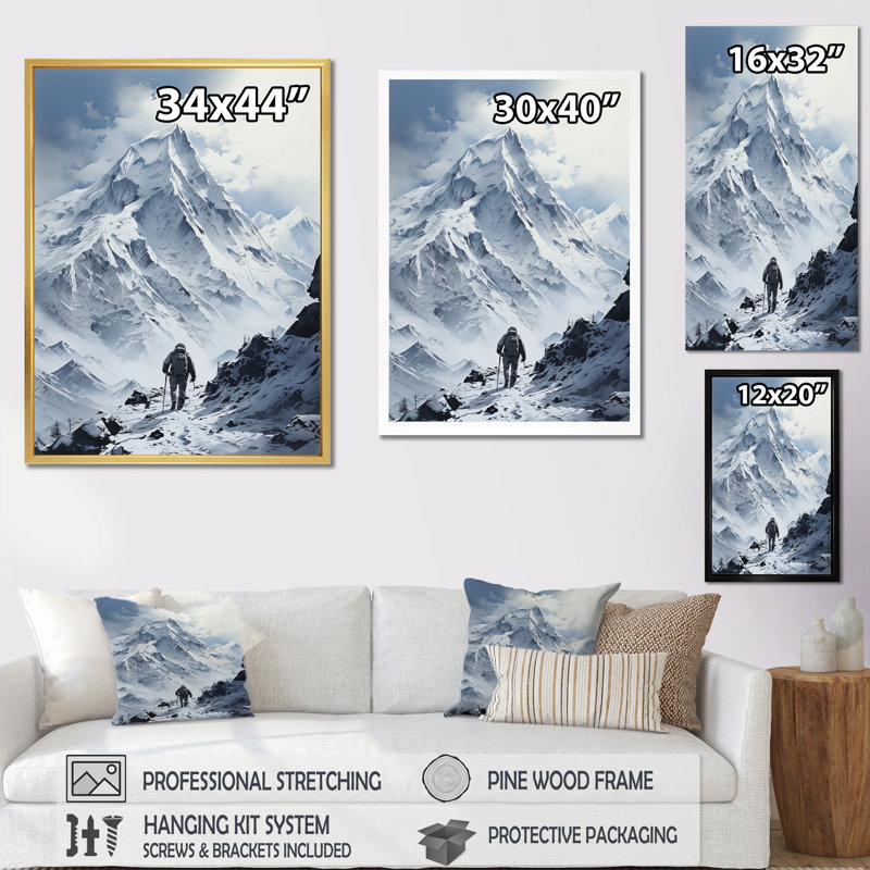 Montagnes françaises sur une impression sur toile, Cadre flottant blanc, H 40 po x l 30 po x P 1,5 po