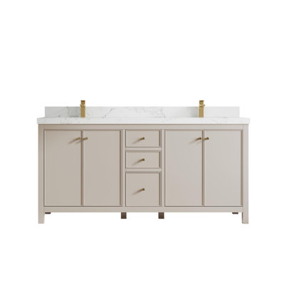 Meuble-lavabo double 72 po avec plateau Chicago