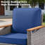 Chaise longue d'extérieur en osier gris, ensemble de 2 chaises longues de patio avec coussins bleus pour véranda ou terrasse-511433041