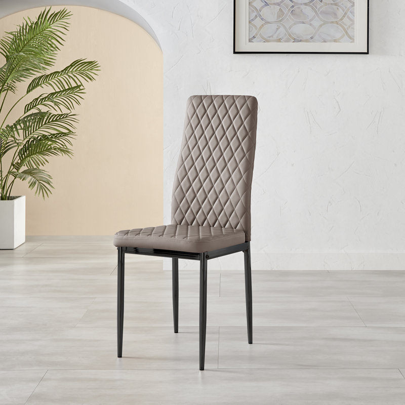 Edward Statement Marble Effect Pedestal Dining Table Set with 6 Faux Leather Upholstered Dining Chairs, Cappuccino/Black
