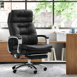 Kinnls Vane Genuine Leather Office Executive Chair with Footrest Management