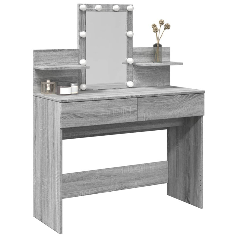 Dressing Table with Mirror, Grey Sonoma