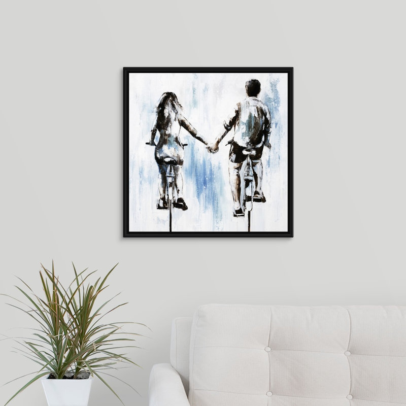 « se déporter sur », peinture sur toile, H 21,7 po x l 21,7 po x p 1,75 po, Cadre flottant noir