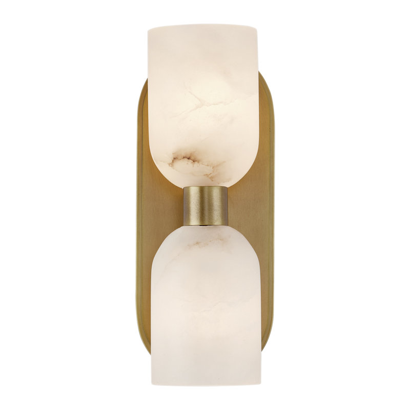 Éclairage pour meuble-lavabo 2 lumières Lucian, Albâtre / laiton rétro