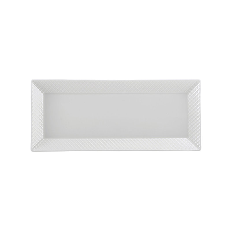 Mikasa Trellis Chip Resistant Set Of 2 Platter Serving Tray, 12 And 15 Inch, White