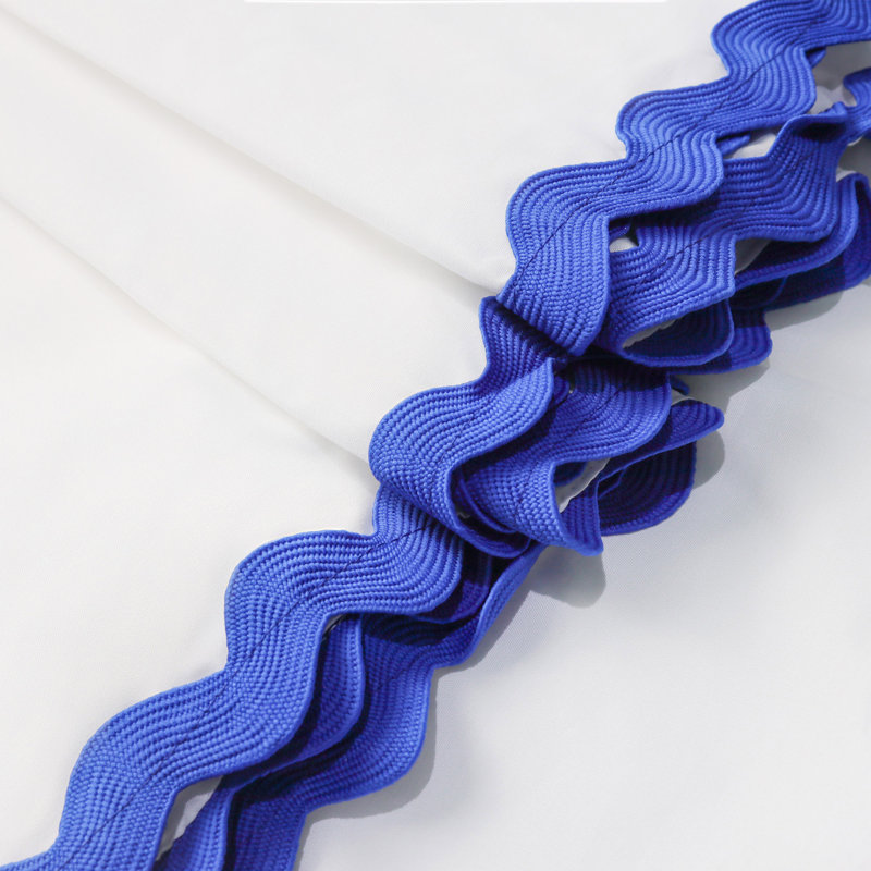 Rideau de douche en tissu tissé festonné, Bleu