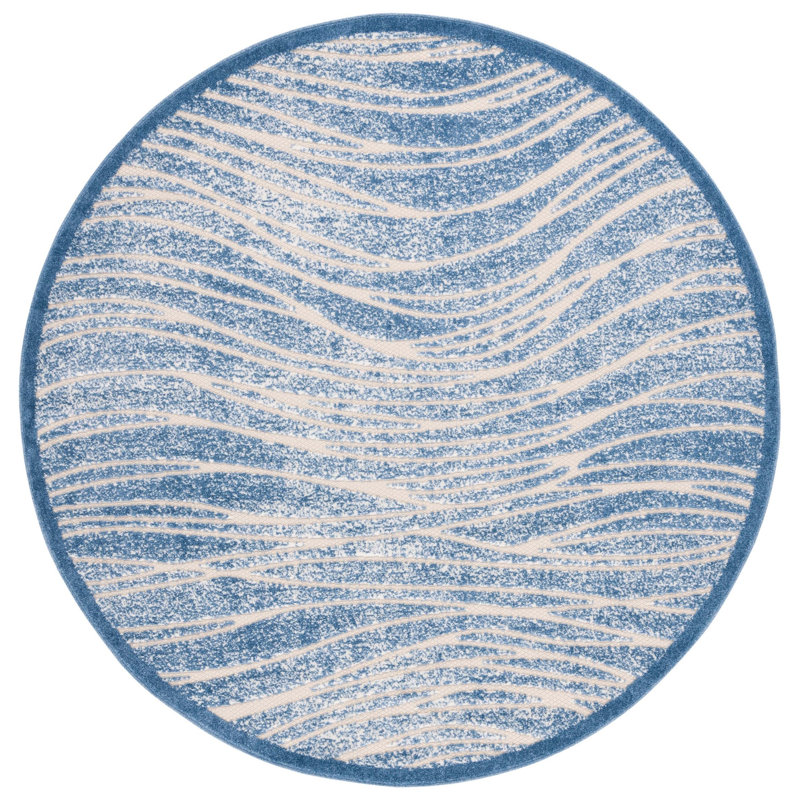 Cottage Performance Abstract Indoor/Outdoor Area Rug, Round 6'7"