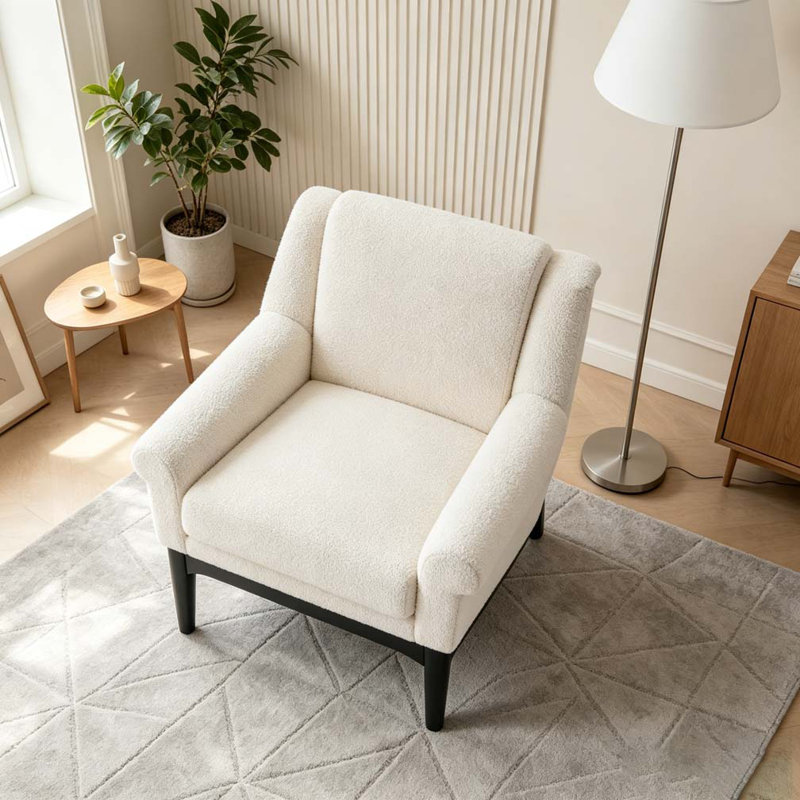 Chaise d'appoint moderne avec accoudoirs évasés, Beige