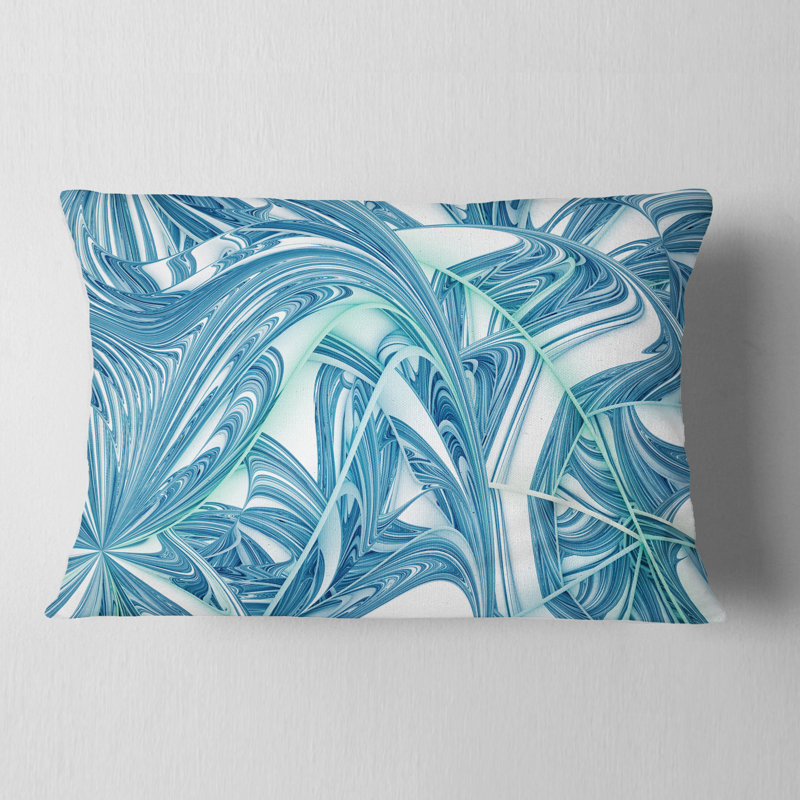  Coussin lombaire abstrait à motif fractal, Bleu