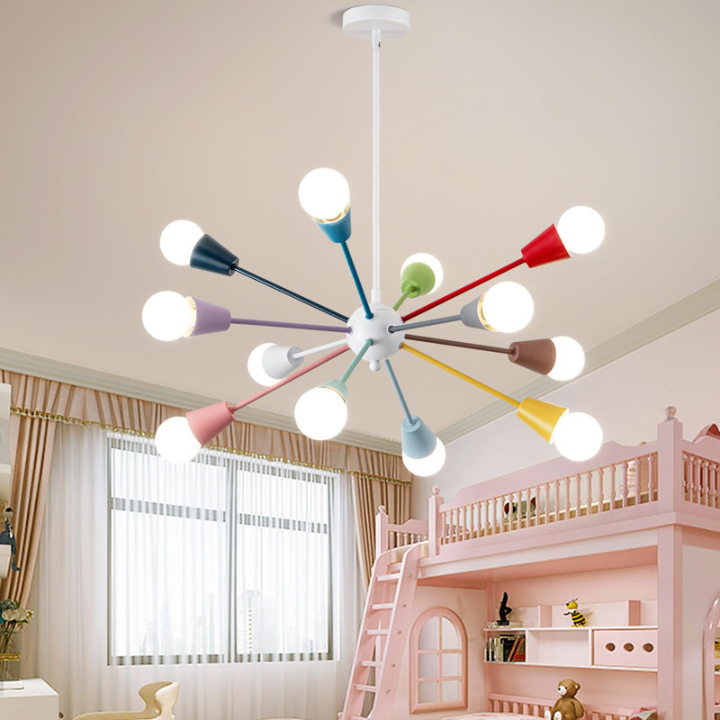 Colorful Chandelier,12-Light Sputnik Ceiling Light Fixture, 12, Colorful