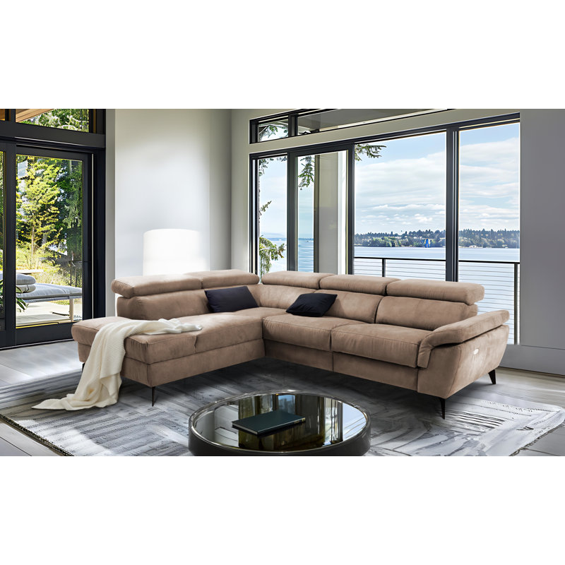 Mirano Imitating Leather Fabric Electric Reclining Corner Sectional, Brown, Left Hand Facing