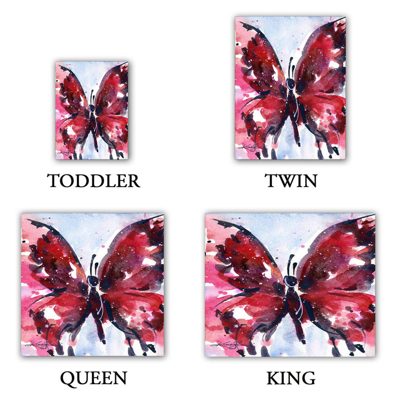 Ensemble de housse de couette Butterfly Delight, 1 housse de couette grand + 2 taies standards