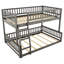 Lit double superposé au-dessus d'un grand lit double gris - Supporte les matelas sans glissières avec barrières de sécurité pour éviter les accidents pendant le sommeil