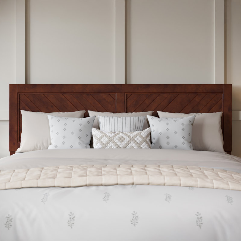  Jeilynn Solid Wood Foundation Bed Frame with Matching Footboard, Walnut, King
