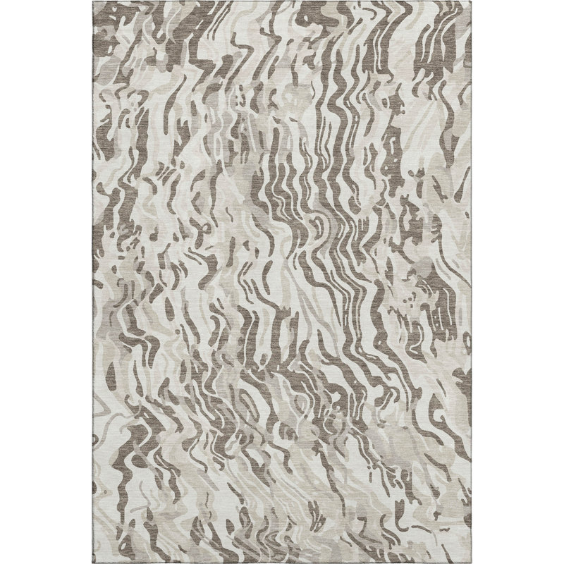Premium Machine Washable Crumley AMF1038 Swirls Rug_AMF1038IV, Rectangulaire 8 pi x 10 pi