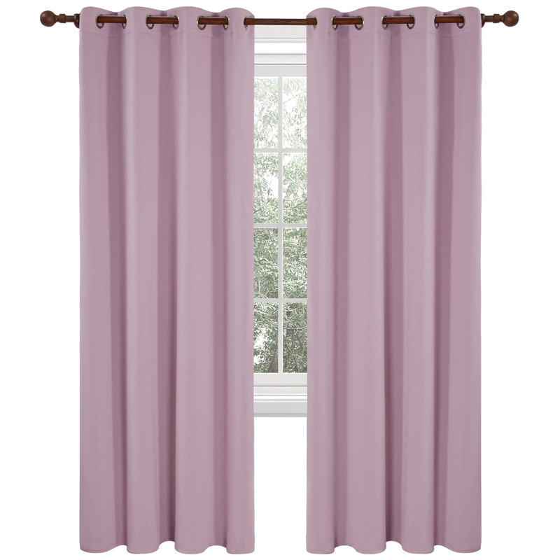 Thermal Insulated Room Darkening Grommet Curtain Panels (Set of 4), Light Pink, 52" W x 108" L