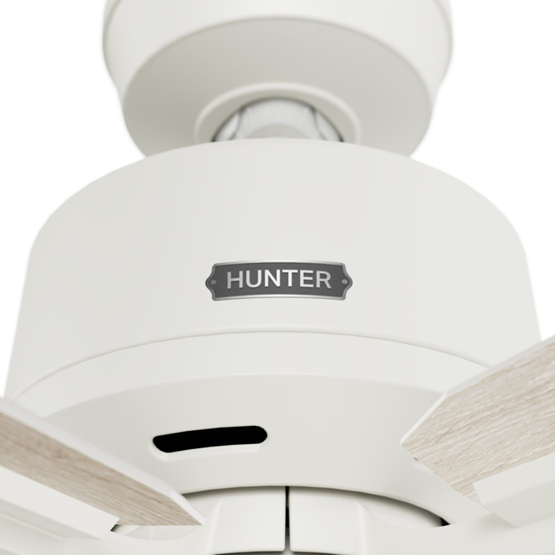 Matte White 44" Ceiling Fan with Light Oak Blades and Remote