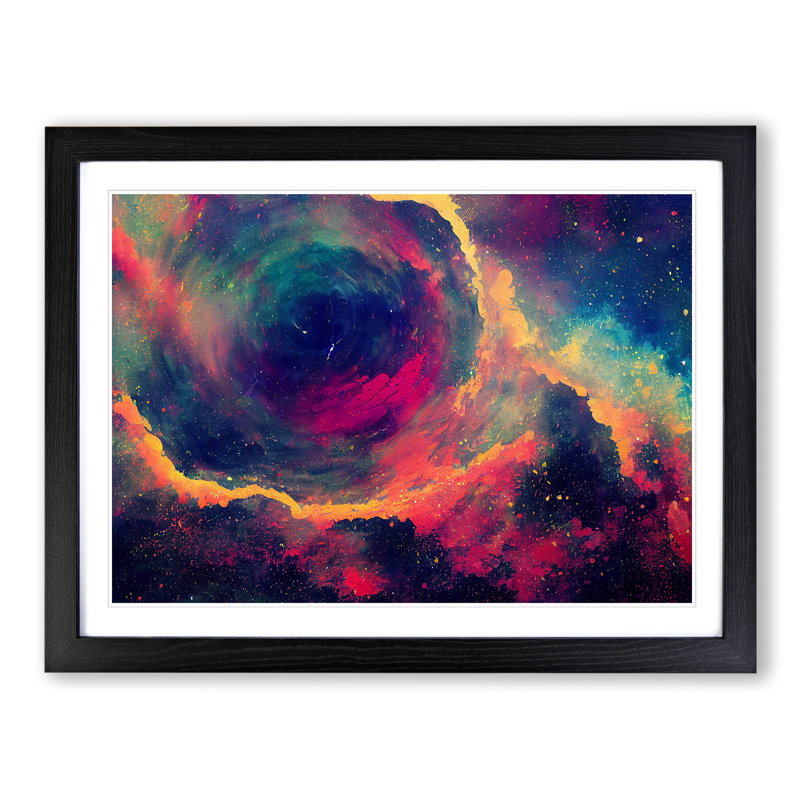 XH1022-6587X Painted Cosmos Vol.1 - Single Picture Frame Print, Black, 46cm H x 64cm W