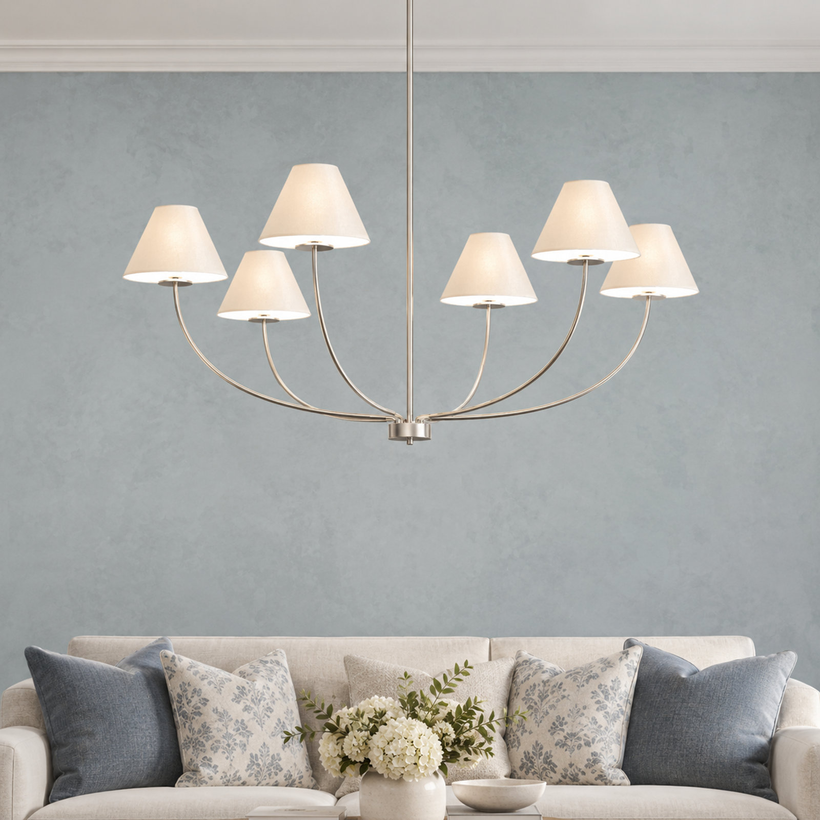 Roverta 6-Light Dimmable Chandelier, Silver