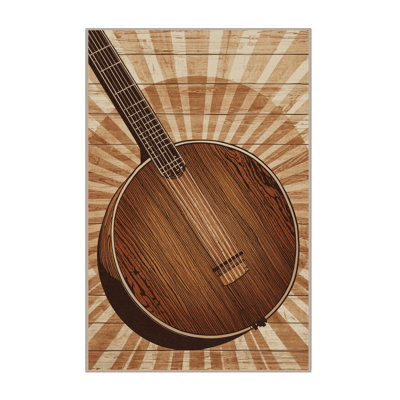 Soft Plush Mondale Banjo Rustic Wood & Shiplap Area Rug in Brown – Beige Binding