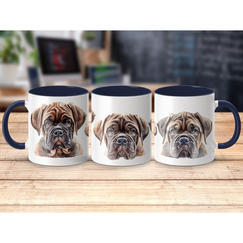 11oz Watercolour Brittany Dog Portrait Design Coffee Mug, 1, Navy