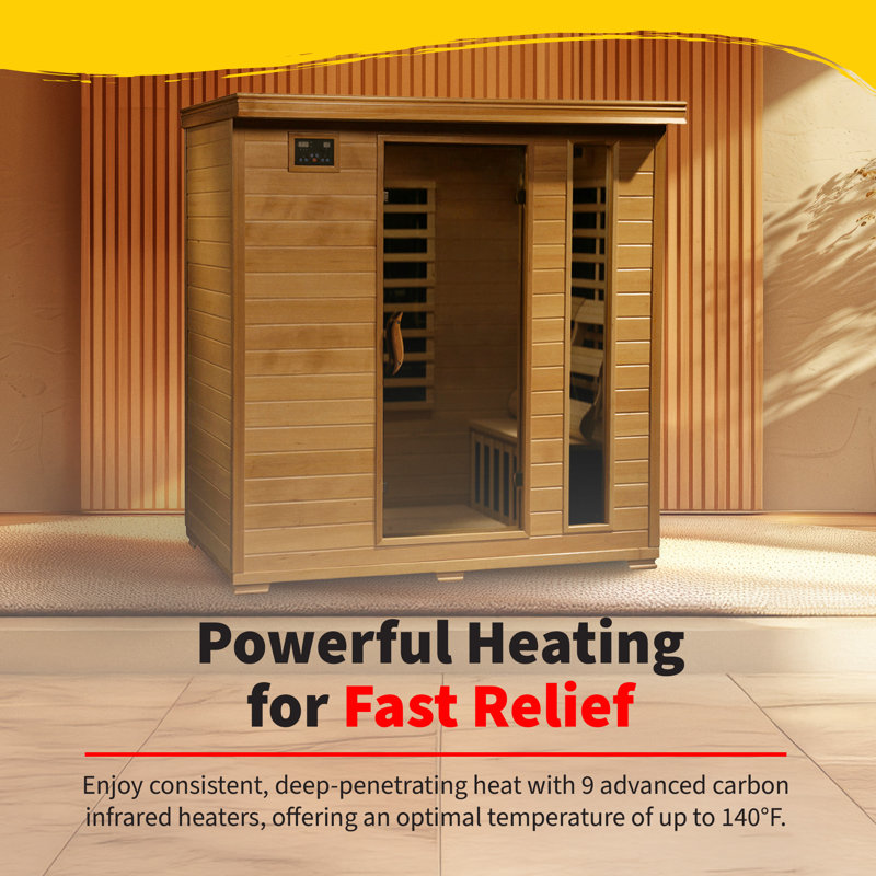 Sauna infrarouge 4 personnes avec 9 chauffages au charbon Heatwave