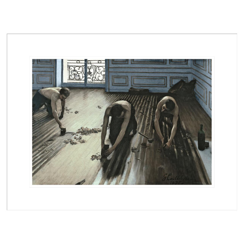 «The Floor Scrapers» par Gustave Caillebotte - Estampe numérique encadrée, H 16,9 po x l 21,75 po, Blanc / Doré