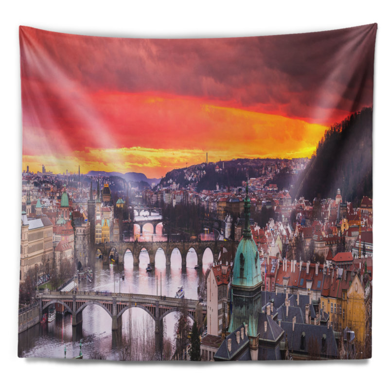 Tapisserie panorama à ponts en polyester avec accessoires suspendus en polyester inclus, H 50 po x l 60 po
