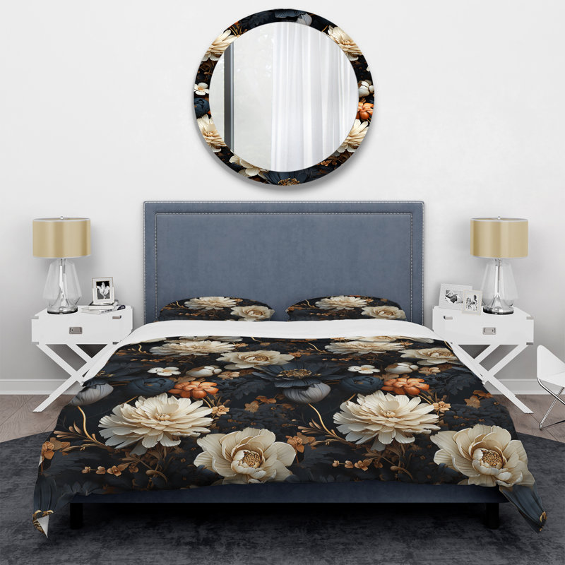 Ensemble de housse de couette Peonie Floral Elegance Whispers I, Housse de couette pour grand lit et 2 taies décor