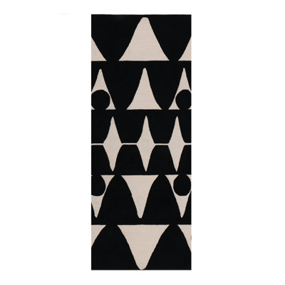 Moroccan Area Rug in Black/Beige