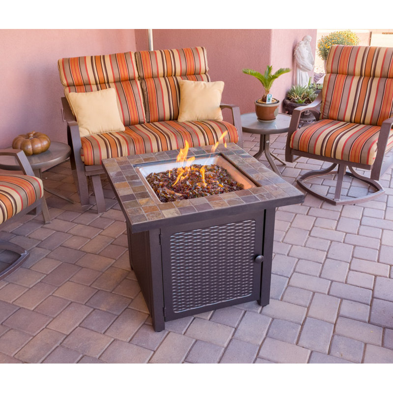 Sterling Square Propane Smokeless Fire Pit Table with Lid