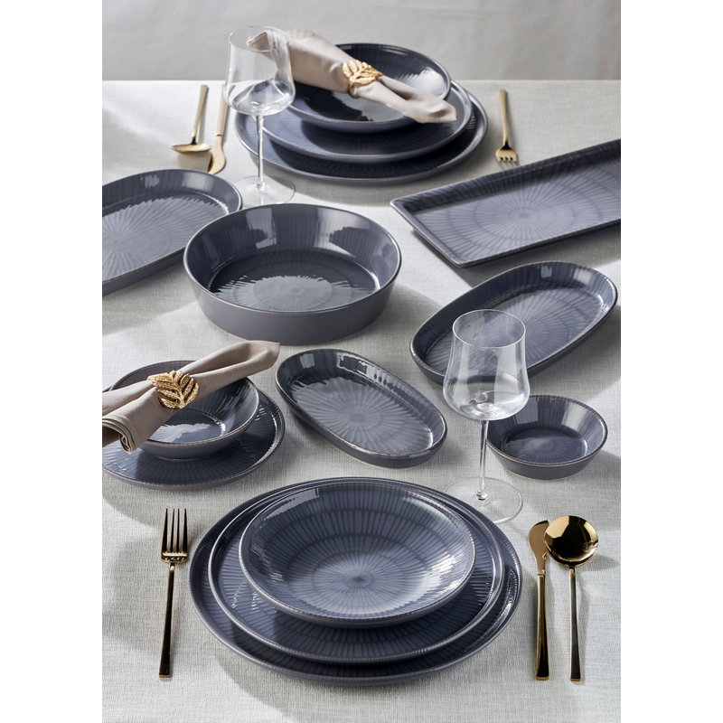 Ebern Designs Nicoleta 100% CERAMIC Salad Bowl, Grey