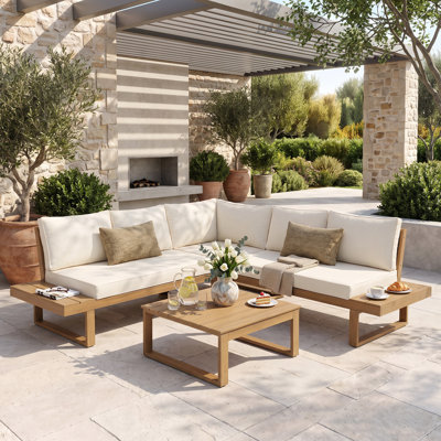 Divyanka Acacia 5-Person Modular Patio Conversation Set with Cushions