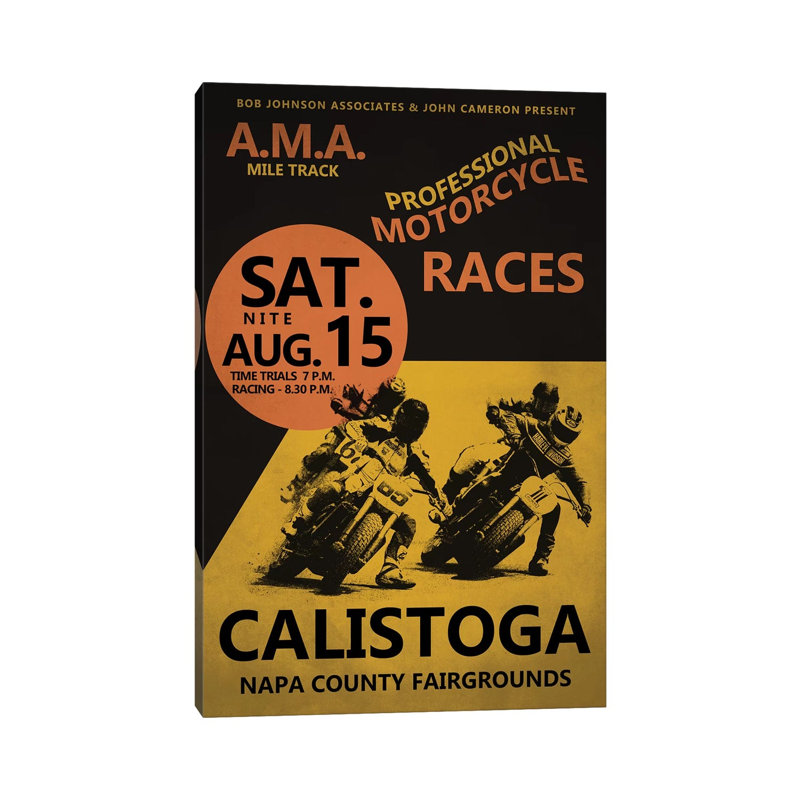 Calistoga Motorcycle Races by Mark Rogan - Print on Canvas, 66.04cm H x 45.72cm W x 3.81cm D, Wrapped Canvas