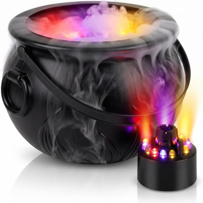 The Holiday Aisle Halloween Multi Pack Black Plastic Cauldron with Mist Maker Multi Color Fogger
