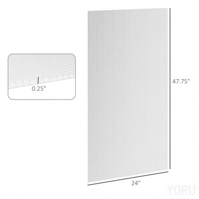 Paquet de 14 panneaux de serre en polycarbonate Outsunny, 4 panneaux de polycarbonate à paroi simple de 4 pi x 2 pi x 0,16 po, feuilles de plastique imperméables et protégées contre les rayons UV, transparent