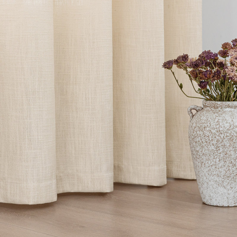 Kambi Linen Blend Semi-Sheer Curtain Panel Pair , 52" W x 108" L, Sand