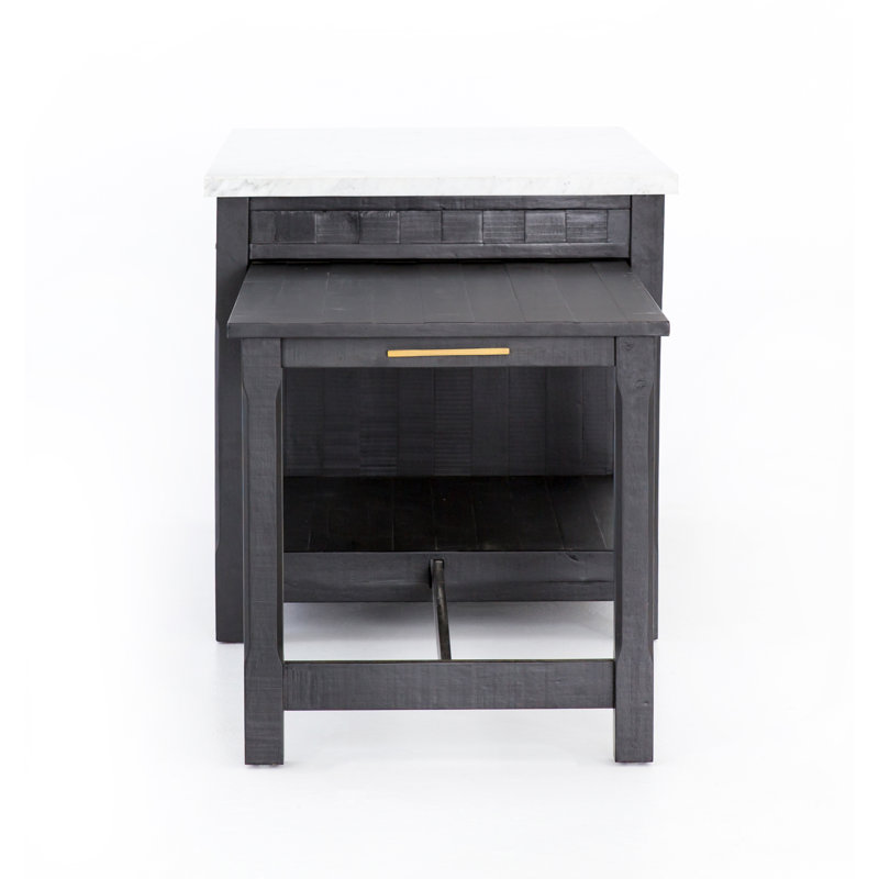 Ian Kitchen Island, Marble/Black