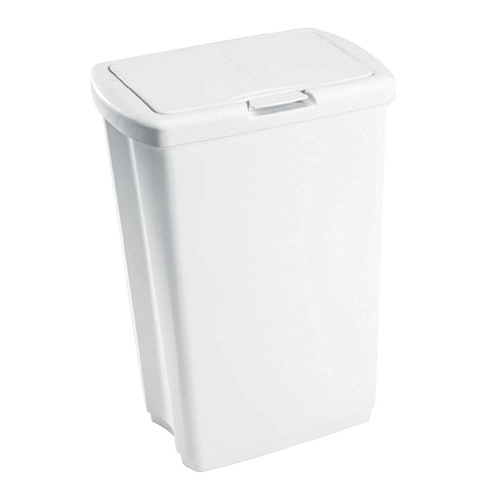Rubbermaid Commercial Products Rubbermaid 13.25 Gallon Rectangular  Spring-Top Lid Wastebasket Trash Can, White & Reviews