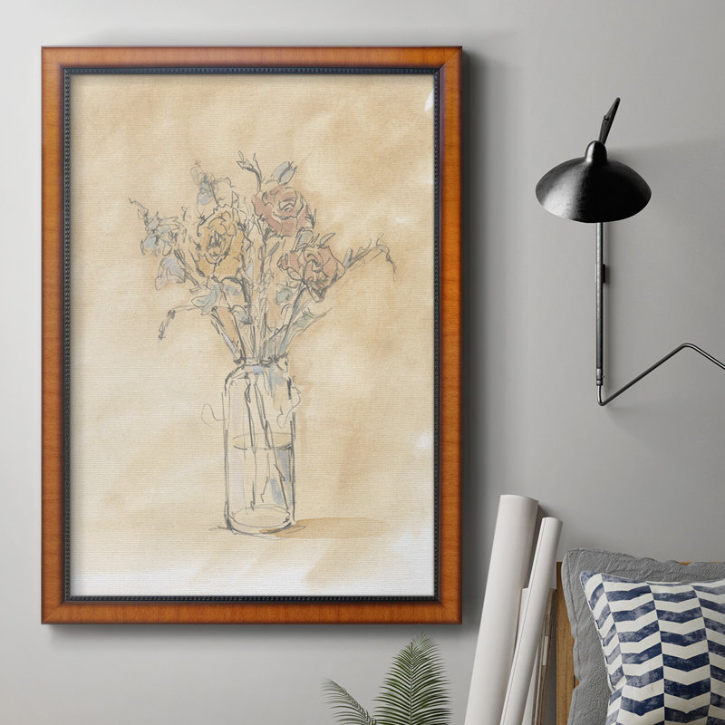 Antique pastel floral I, toile encadrée de qualité supérieure - prête à être accrochée, H 20 po x l 16 po x P 2,5 po