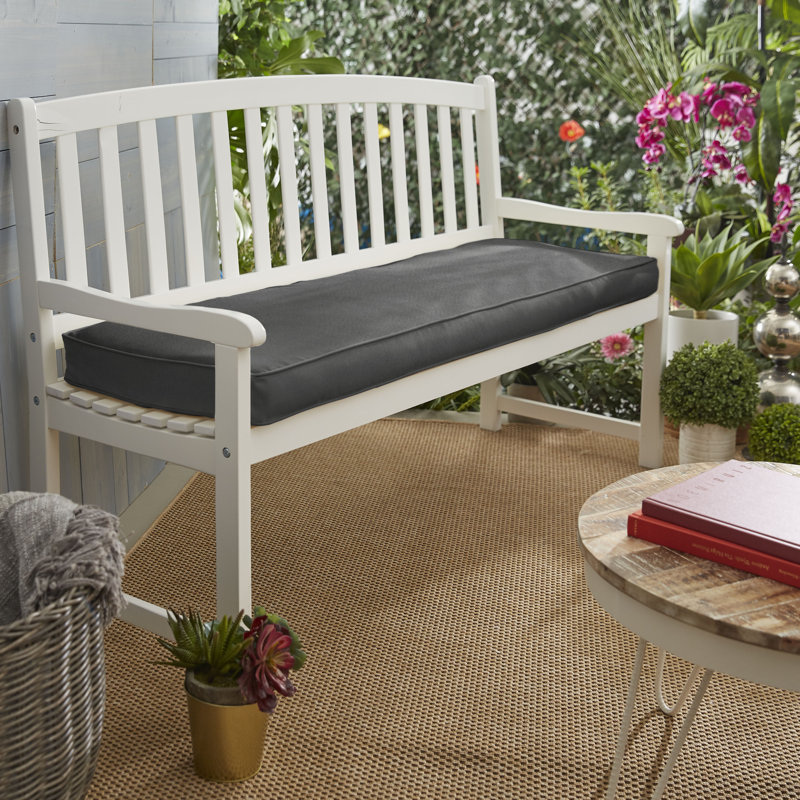 Outdoor 3'' Bench Seat Cushion, Fresco Charcoal Polyester, 60"