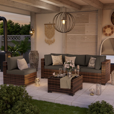 Wicker 4 - Person Modular Patio Conversation Set with Cushions