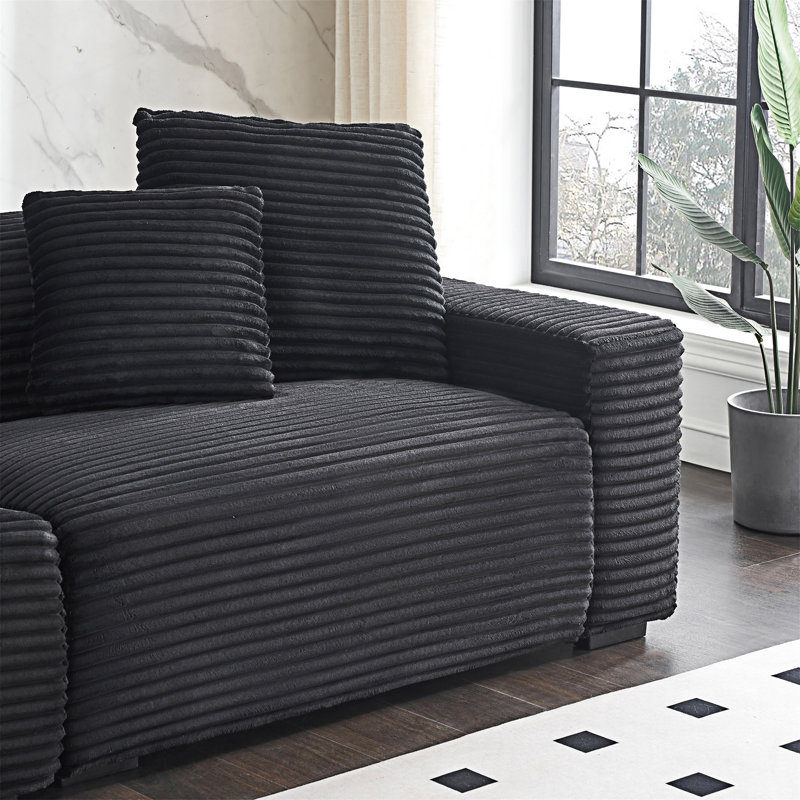 Large Sofa With Pillows, Black
