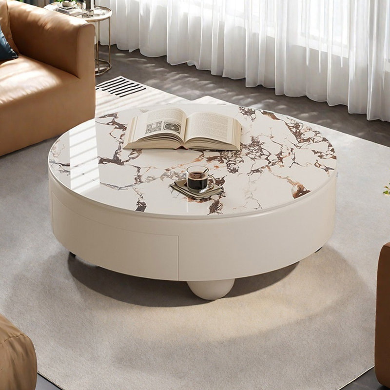 Table basse ronde crème