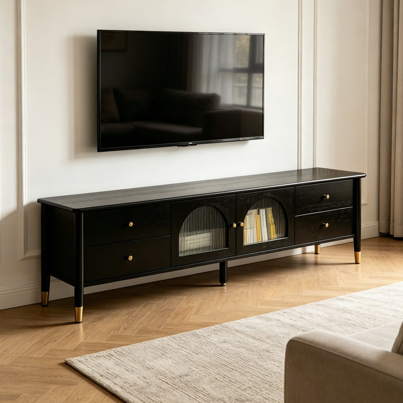 Meuble télé de luxe Luxury, Noir, H 19,48 po x L 86,61 po x l 15,74 po