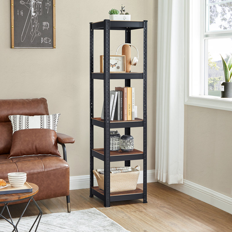 Desi Steel Standard Bookcase, Rustic Brown/Black, 150cm H x 37cm W x 37cm D